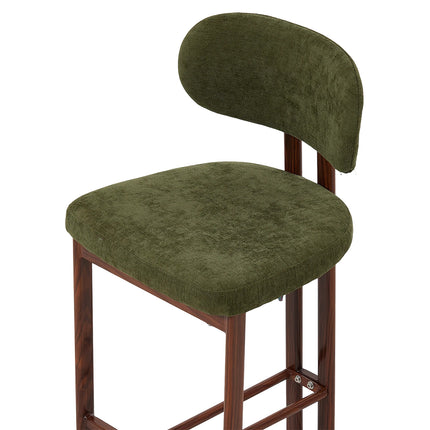 Set of 2 Chenille Upholstered Bar Stools
