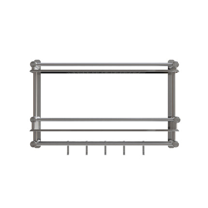 2-Tier Wall Mounted Stainless Steel Bathroom Shelf with Towel Bars