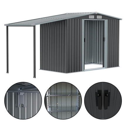 Outdoor Metal Storage Shed with Lean-to