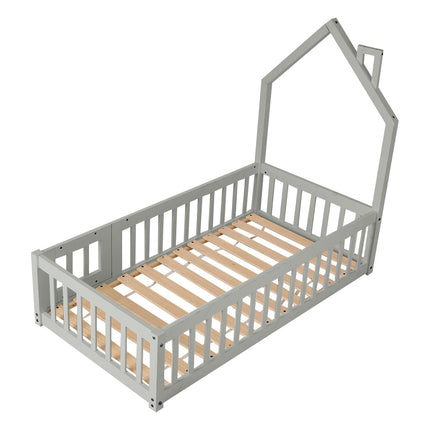 Pine Wood House-Shaped Bed Frame