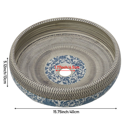 Ceramic Countertop Washbasin Vessel Sink with Waste Kit