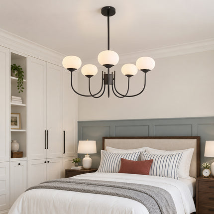 5-Light E27 Glass Lampshade Pendant Light Chandelier Fixture