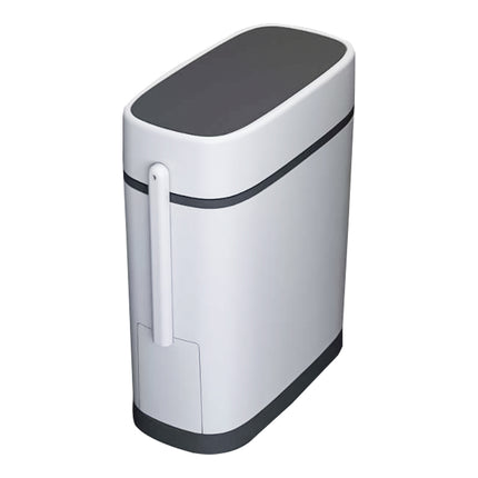 Slim Plastic Trash Can with Built-in Toilet Brush