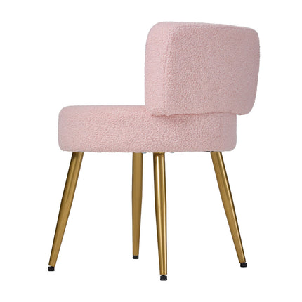 Teddy Fleece Upholstered Dressing Table Stool with Adjustable Feet