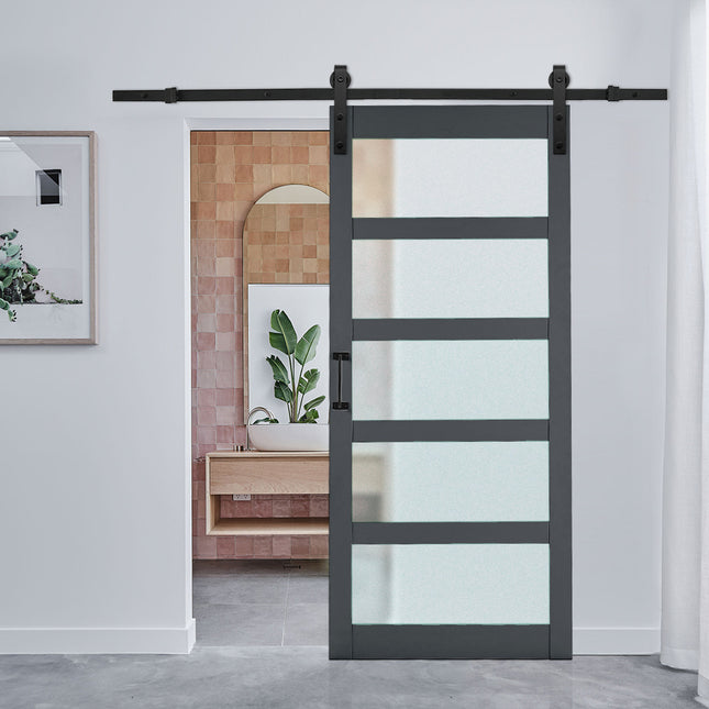 Dark Grey Farmhouse Style MDF Wooden Barn Door with 200cm Sliding Kit