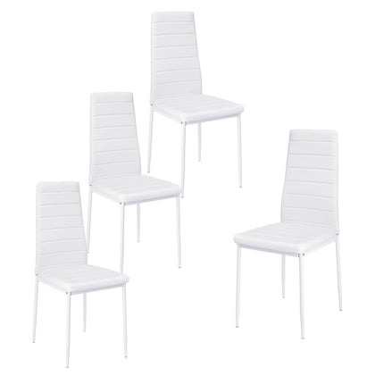 Set of 4 Modern Faux Leather Armless High Back Dining Chairs