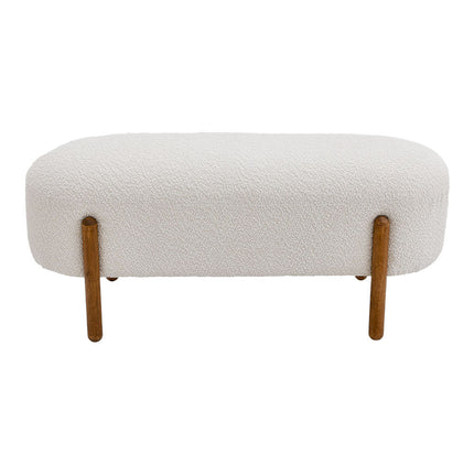 Contemporary Upholstered Bench with Wood legs Beige