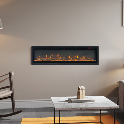 80 Inch Wall Mounted Freestanding Electric Fireplace with Remote 12 Flame Colours
