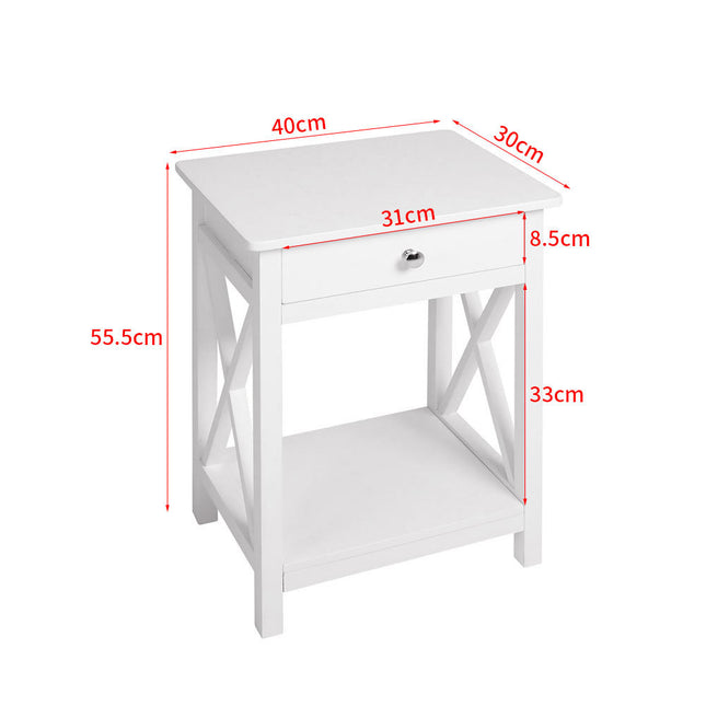 Modern Side Table Nightstand with Drawer White