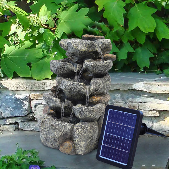 Solar Powered Outdoor Water Feature Waterfall 49cm H