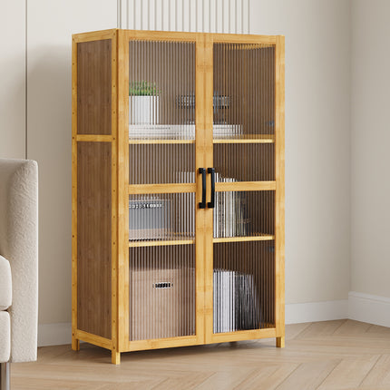 3-Tier Narrow Bookcase Storage Cabinet with Acrylic Door