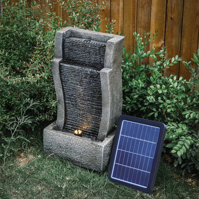 Water Feature Decor Fountain Rockery Solar Powered Garden Outdoor