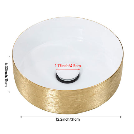 Round Ceramic Countertop Washbasin Vessel Sink