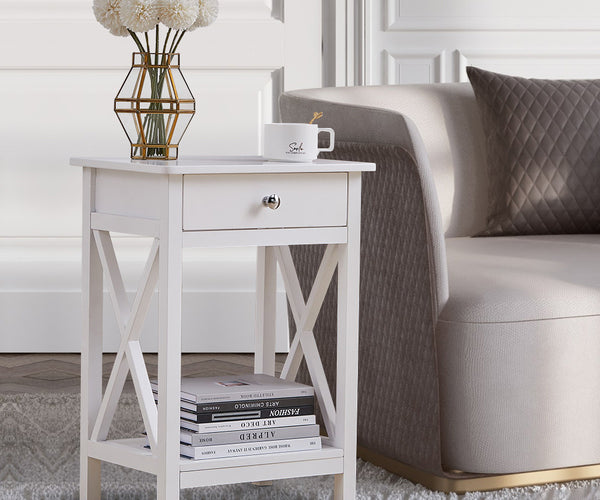 Modern Side Table Nightstand Drawer
