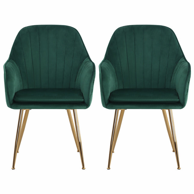 Set of 2 Velvet Dining Chairs with Pad Green 83cm H