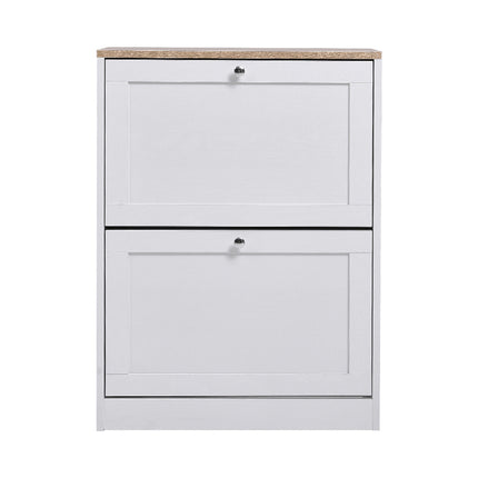 Wooden 2 Drawer Flip Down Shoe Cabinet