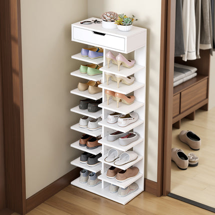 9 Tier Shoe Rack with Drawer Organizer Storage Shelf Hallway Shoe Rack