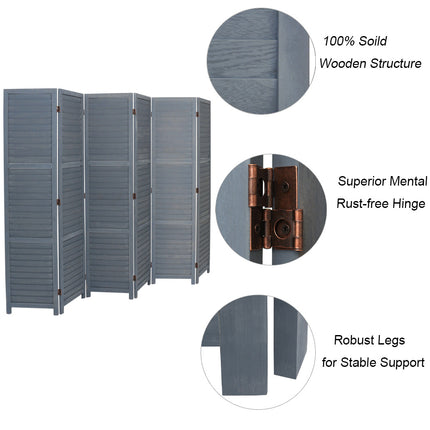 Folding Room Divider Privacy Separator Screen, Dark Grey 6 Panel