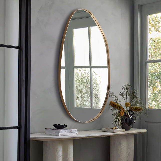 Gold Irregularly Shaped Metal Framed Wall Mirror Decorative