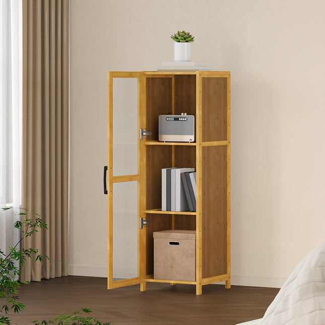 3-Tier Narrow Bookcase Storage Cabinet with Acrylic Door