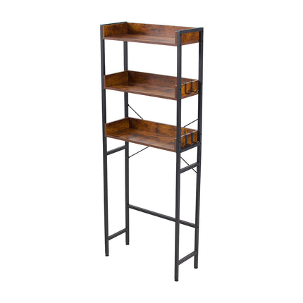 3-Tier Freestanding Over Toilet Storage Rack with 4 Hooks