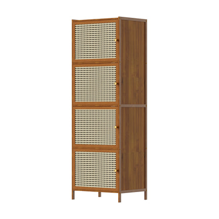 4-Tier Narrow Bookcase Storage Cabinet with Doors
