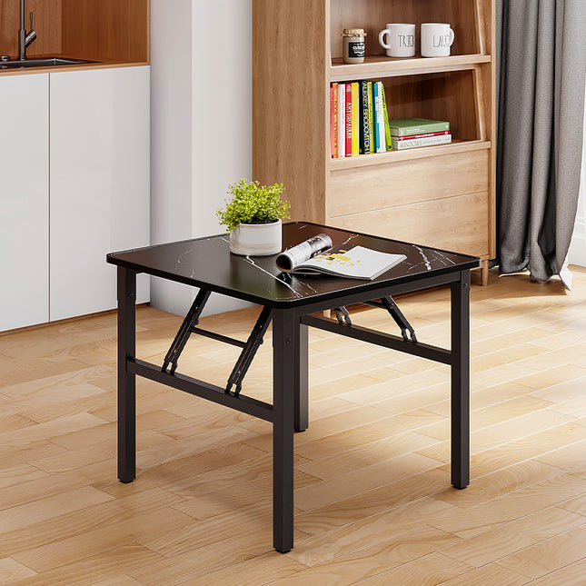 Square 60cm Folding Coffee Table with Marble Effect Top