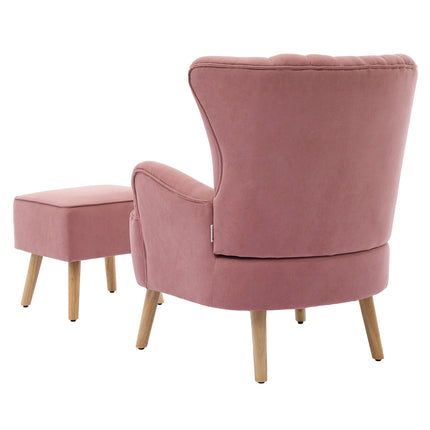 Modern Wingback Accent Chair Armchair with Footstool and Lumbar Pillow