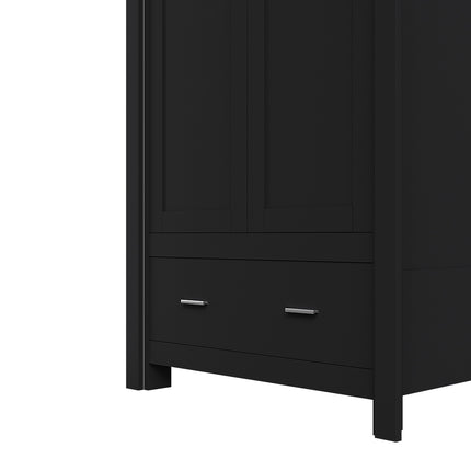 Modern Double-Door Wardrobe with Drawer & Hanging Rail