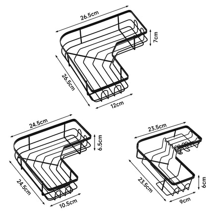 3-Piece Corner Shower Caddy Set with Wall Stickers