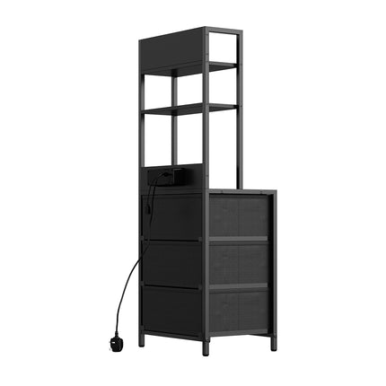 3-Drawer Nightstand with Charging Station & RGB Light Strip