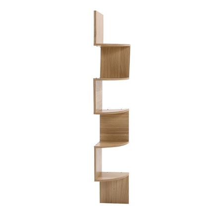 5-Tier Wooden Floating Corner Shelf
