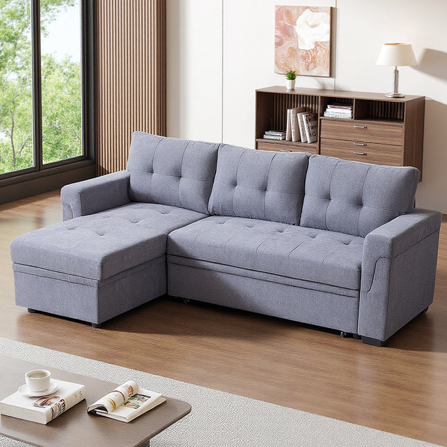 3-Seater Upholstered Corner Sofa Bed with Storage