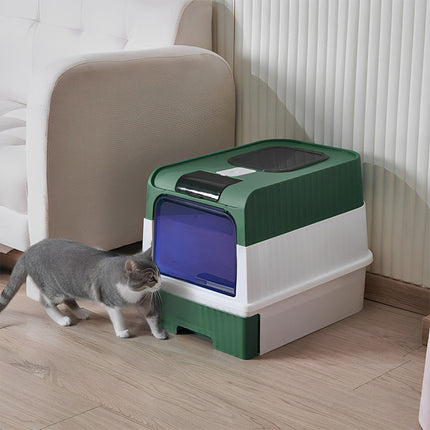 Large Fully Enclosed Cat Litter Box with UV Sterilization