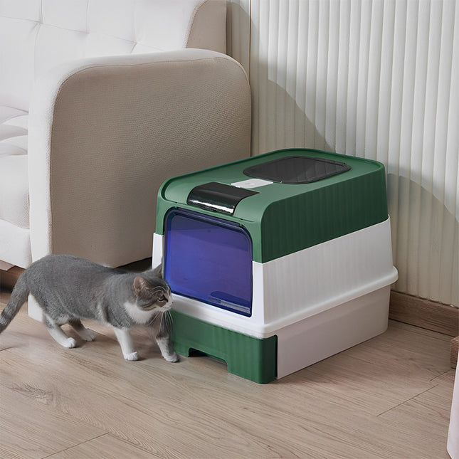 Large Fully Enclosed Cat Litter Box with UV Sterilization