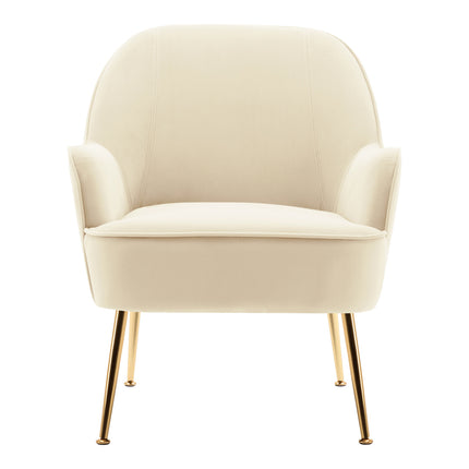 Upholstered Comfy Armchair with Gold-Plated Feet