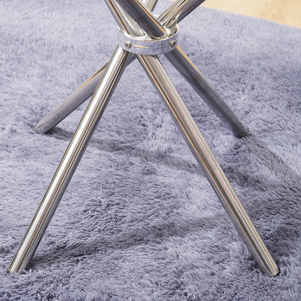 Tempered Glass Crossover Round Dining Table with 4 Chrome Legs