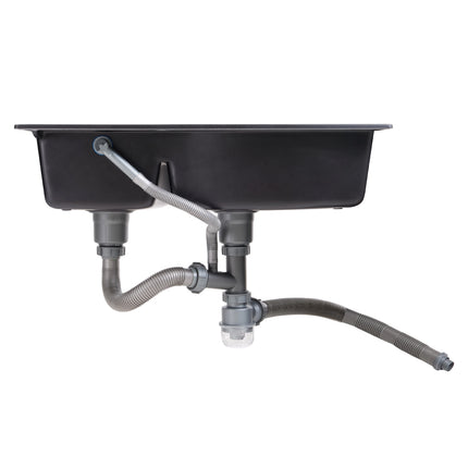 Modern Double Bowl Quartz Resin Composite Kitchen Sink with Waste Kit