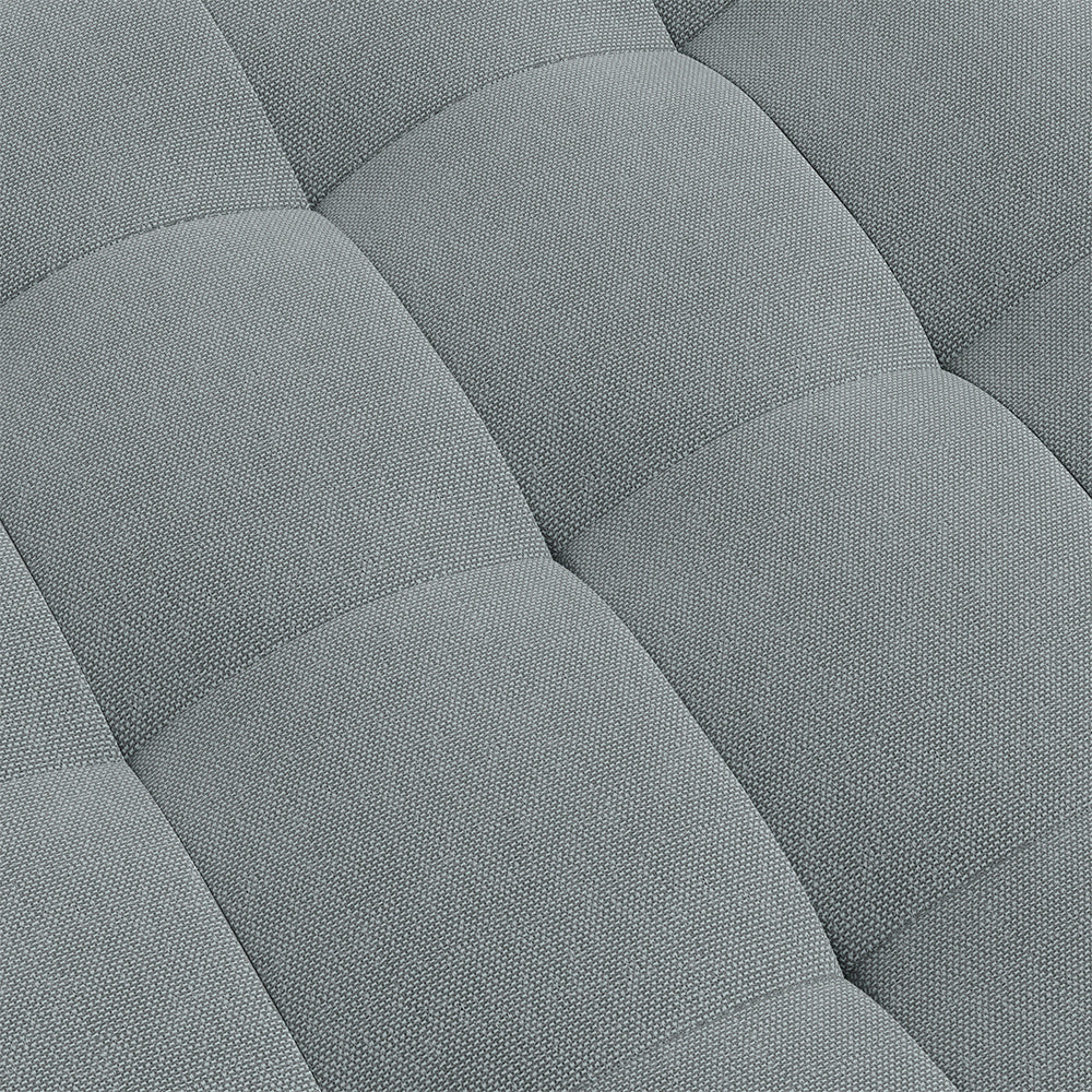 Grey Linen Fabric Padded Wooden Leg Footstool