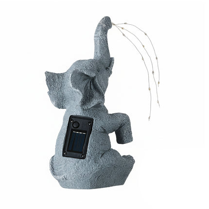 Solar-Powered Elephant Garden Ornament with LED Lights