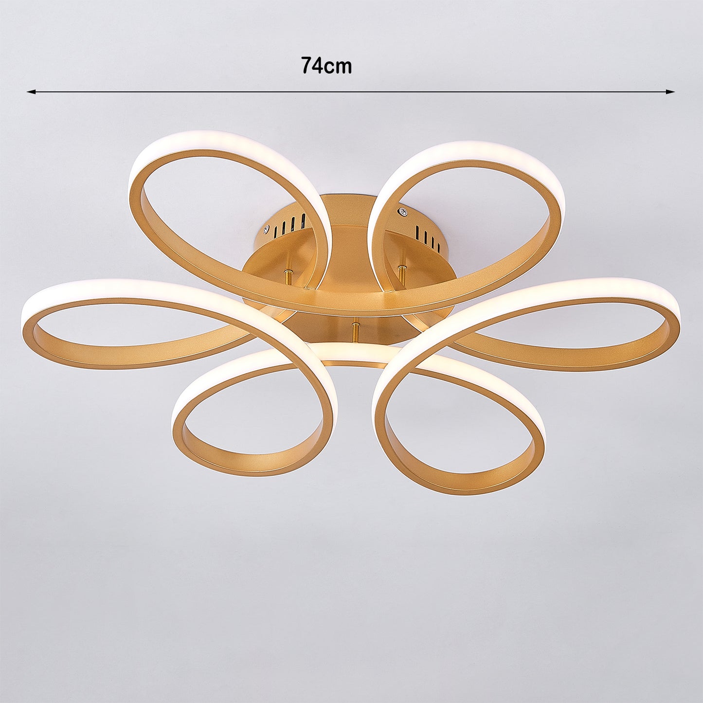 Modern Petal LED Chandelier Ceiling Light, Gold 74CM Dimmable