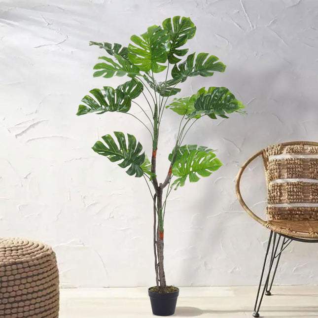 Green 155cm Artificial Monstera Deliciosa Tree in Pot