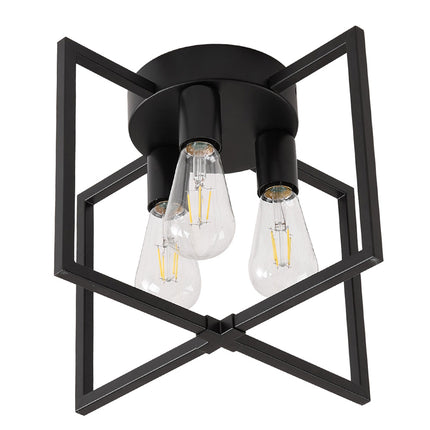 Black 3-Light Ceiling Light with E27 Bulb Base