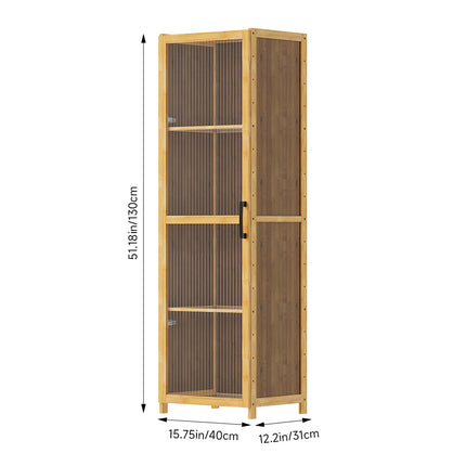 4-Tier Narrow Bookcase Storage Cabinet with Acrylic Door