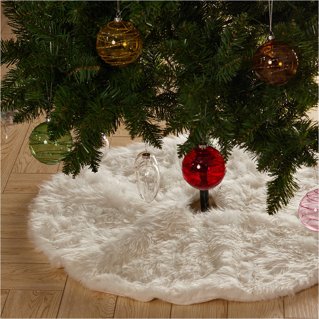 Large Faux Fur Snow Plush Skirt Base Floor Mat for Christmas Tree Decor White 122CM