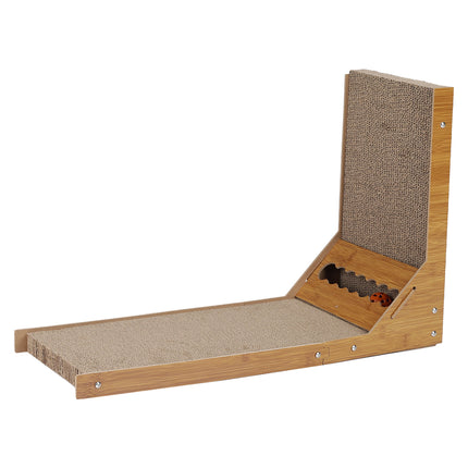 Corrugated L-shaped Cat Scratcher with Toys