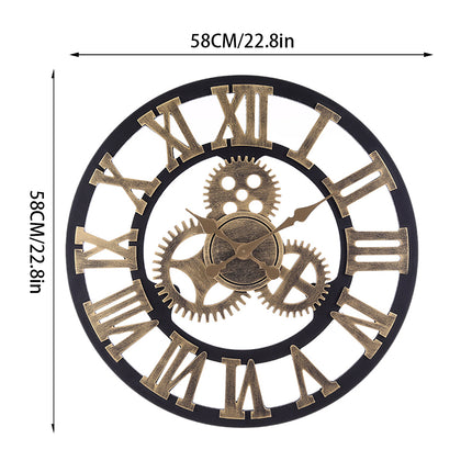 Industrial Large Retro Silent Wall Clock for Home Decor