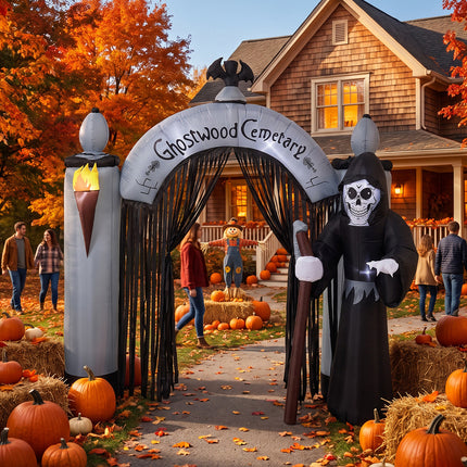 7 FT Halloween Inflatable Cemetery Archway Decoration with LED Lights