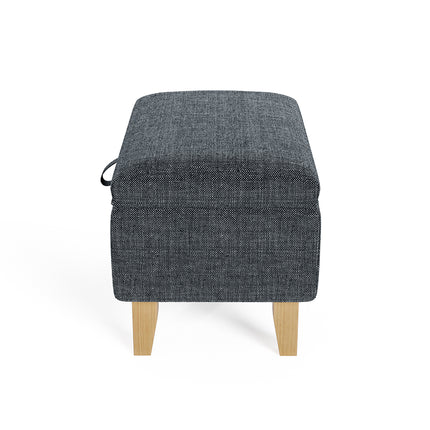 Linen Upholstered Storage Ottoman Footstool