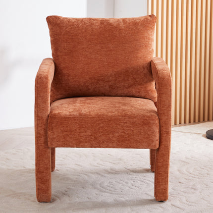Chenille Upholstered Accent Chair with Lumbar Pillow